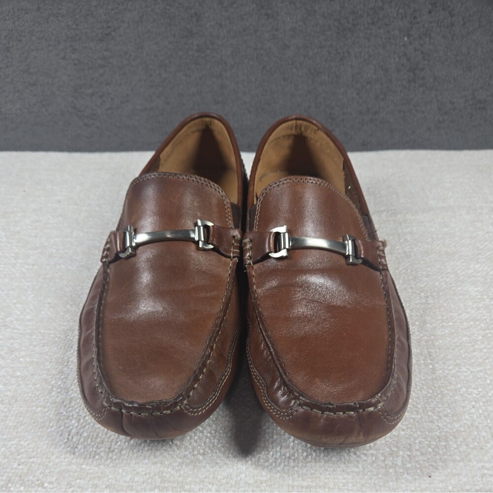 Clarks Men's Loafer 10.5 Brown Leather Driving Moccasins Horsebit Old Money Shoe - Picture 2 of 14